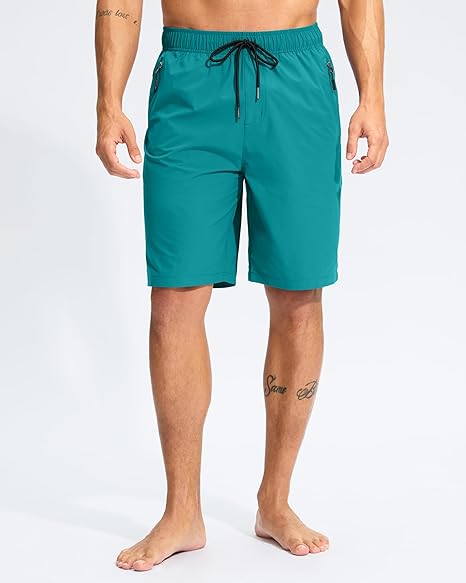 Men's Swim Trunks 9" Quick Dry Swimming Board Shorts with Zipper Pockets Swimwear Bathing Suit for Men No Liner